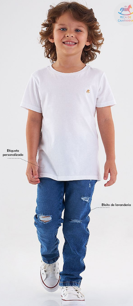 CALÇA JEANS INFANTIL RASGADA PARA MENINOS