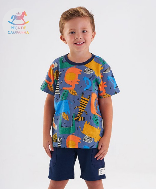 CONJUNTO CAMISETA MALHA MAIS BERMUDA EM MOLETON