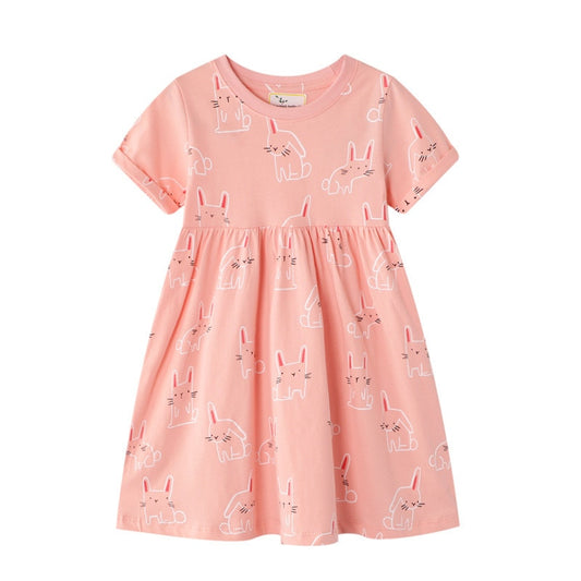 Vestidos de manga curta para bebês meninas Roupas de verão Vestidos de animais para crianças Meninas Vestidos casuais Crianças.