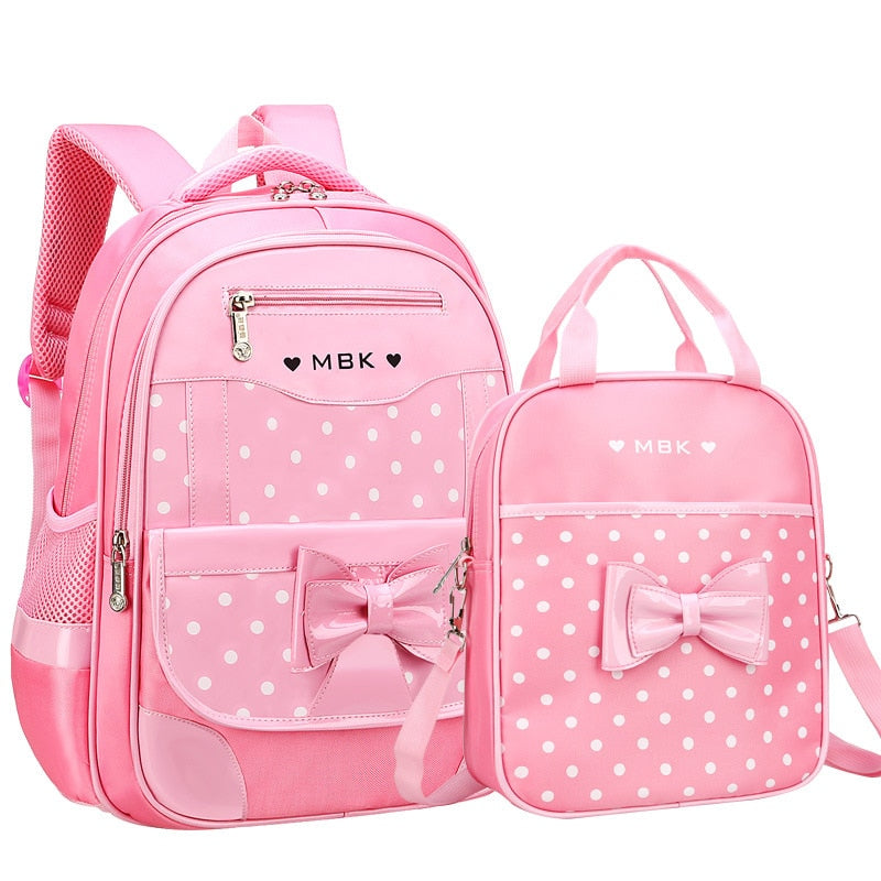 Novas mochilas escolares para crianças, conjunto de mochila infantil com laço fofo, mochila para escola primária, mochila escolar Mochila infantil