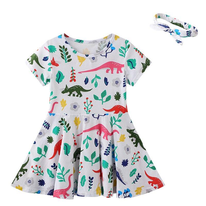 Vestidos de manga curta para bebês meninas Roupas de verão Vestidos de animais para crianças Meninas Vestidos casuais Crianças.