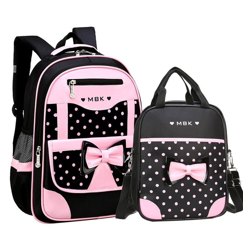 Novas mochilas escolares para crianças, conjunto de mochila infantil com laço fofo, mochila para escola primária, mochila escolar Mochila infantil