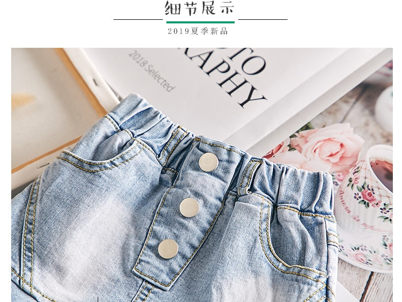 Summer Spring baby girls denim skirt tutu skirt fashion A-Line ruffles skirt for kids girls bottom clothes 2 to 14 years