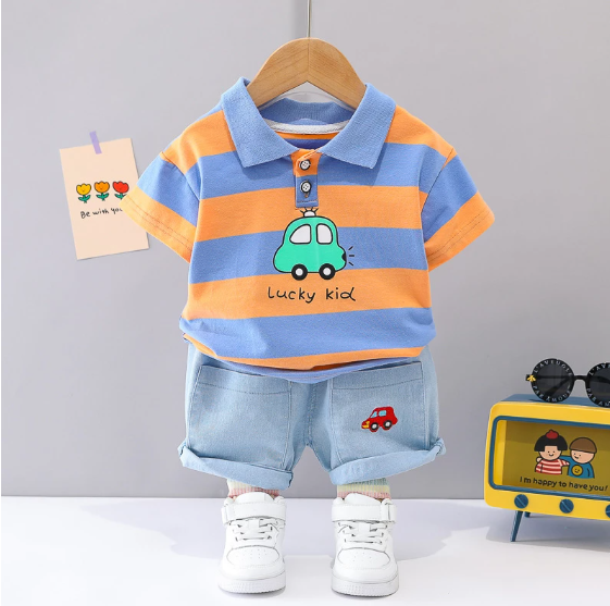 Conjunto polo com bermuda infantil para meninos