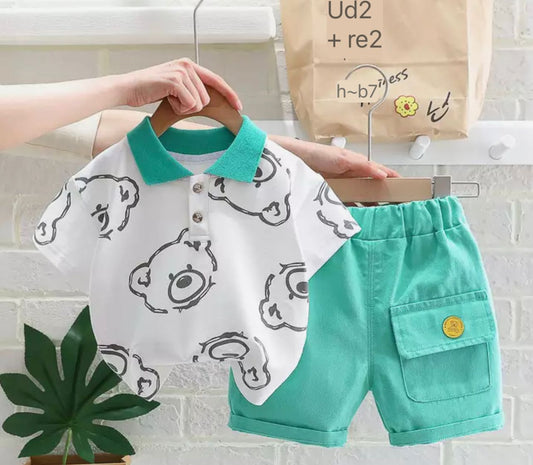 Conjunto polo com bermuda infantil para meninos