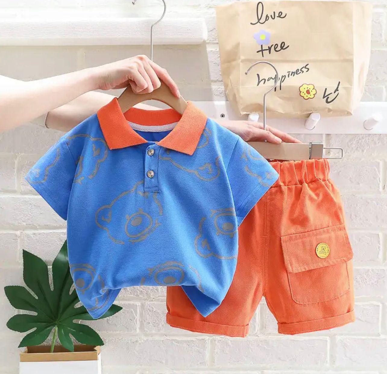 Conjunto polo com bermuda infantil para meninos